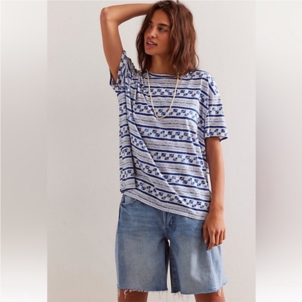 NWOT Free People We The Free Printed Nina Tee Size S